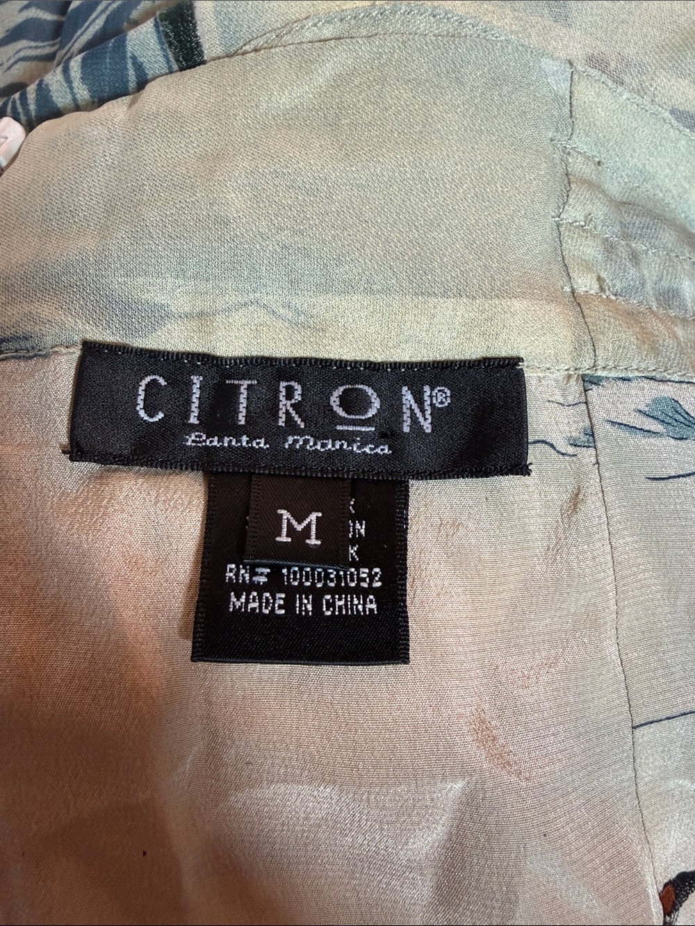 Vintage Citron Santa Monica Silk Japanese Landscape Wave Print Maxi Skirt Sz Med - Picture 4 of 5